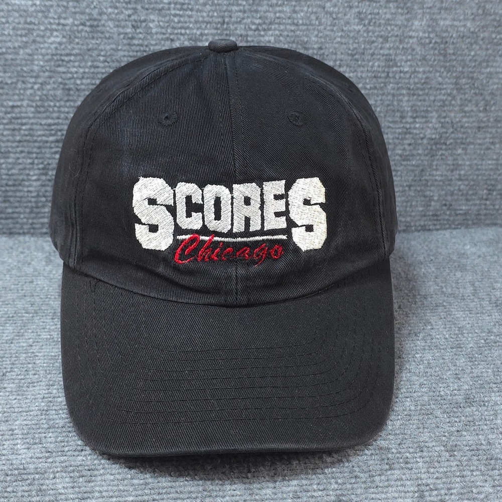 VINTAGE Scores Chicago Hat Cap Black Strap Back Mens Club Bar Streetwear‎ 90s